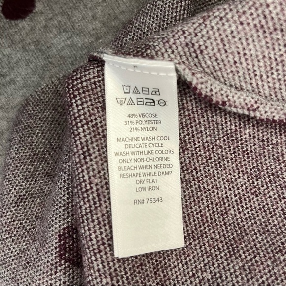 ARABELLA ADDISON gray merlot polka dot knit pullover sweater Women Size 1X Plus - Picture 6 of 7